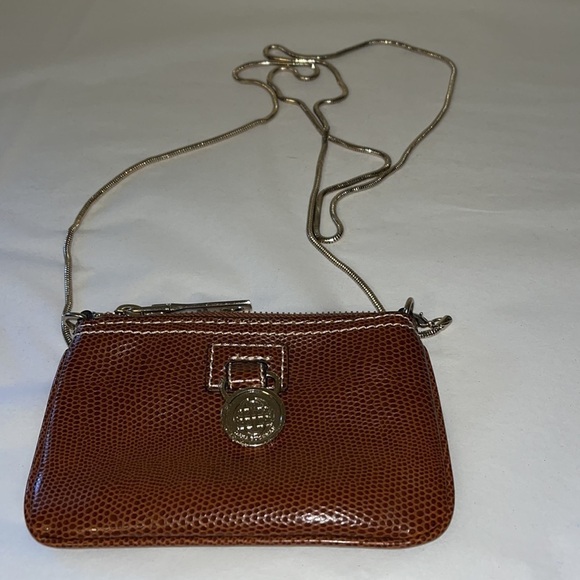 Dana Buchman brown crossbody wallet, removable chain strap, card slots on back - Picture 2 of 10
